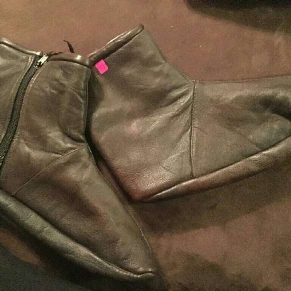 Brown leather slippers