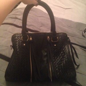 Black Purse With Weave Detailing