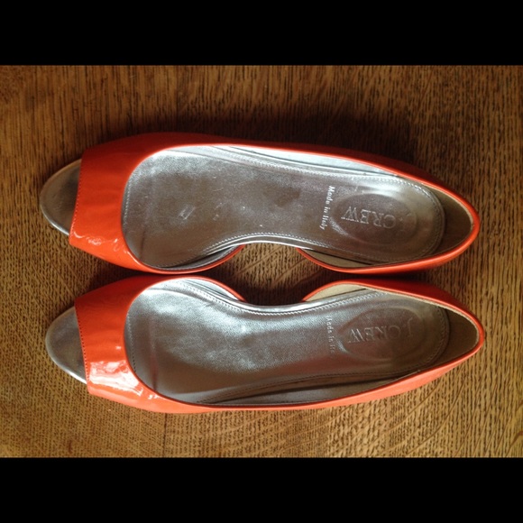 EEUC J. Crew orange patent leather flats size 7.5