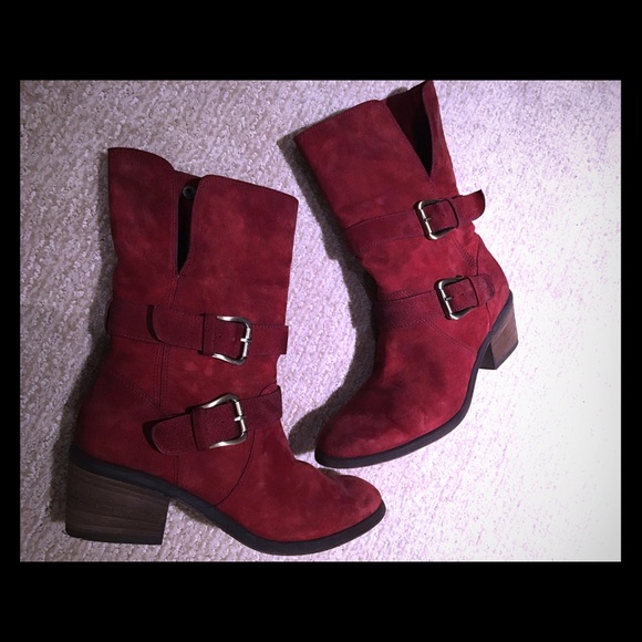 Donald J Pliner deep red suede booties