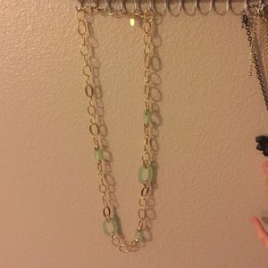 Charming Charlie gold, mint green chain necklace