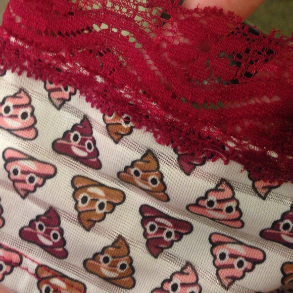 Poop Emoji Panties with Maroon Lace!