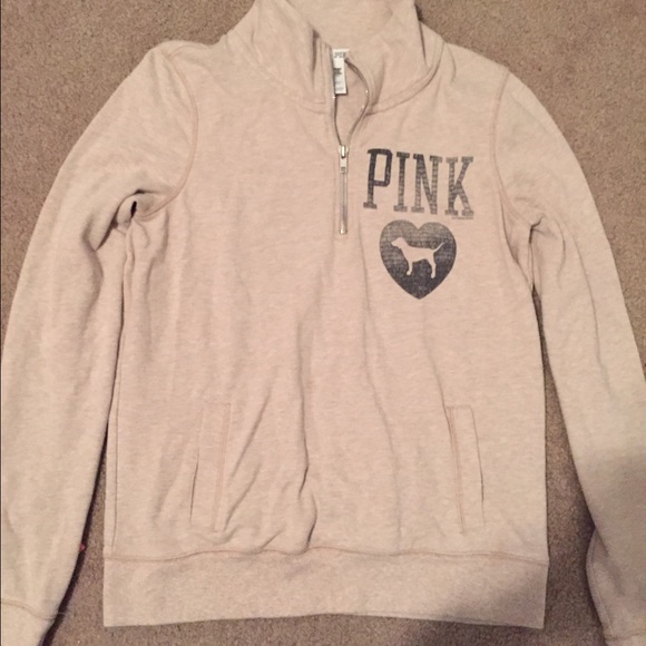 Victoria's Secret PINK oatmeal colored quarter zip