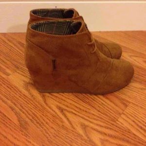 Brown Lace up Wedge Heels