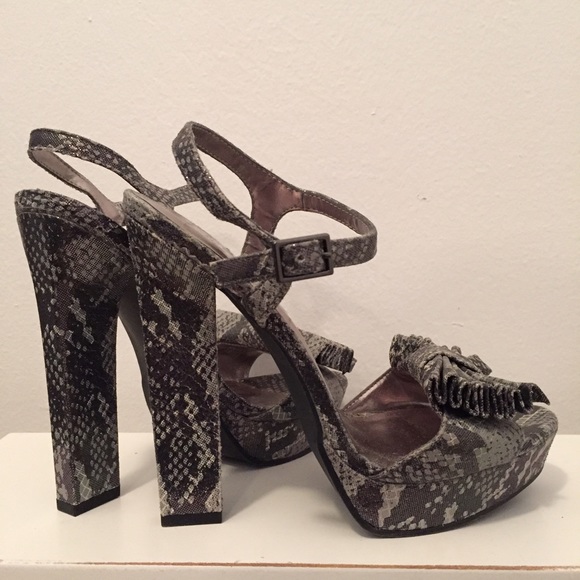 Jessica Simpson Strappy Bow Gray Sandal High Heels - Picture 3 of 4