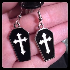 Enamel coffin earrings
