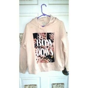 Blush pink "Bow Down" hoodie