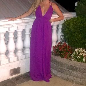 Plunging purple chiffon dress Lulus