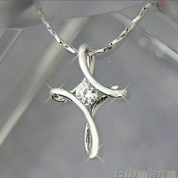 Silver White Plated Crystal Rhinestone Infinity Cr