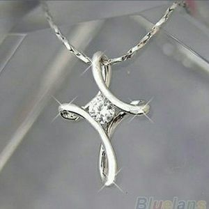 Silver White Plated Crystal Rhinestone Infinity Cr