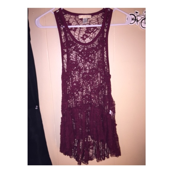 Burgundy floral blouse