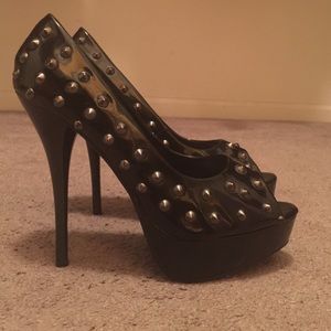 Black Studded High Heels
