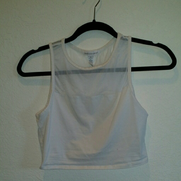 White Mesh Crop Top - Picture 1 of 3
