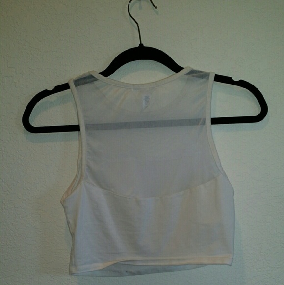 White Mesh Crop Top - Picture 2 of 3