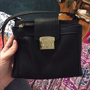 Black faux leather purse