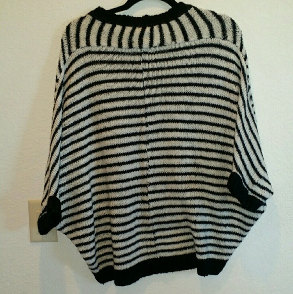 Black and White Striped Poncho - Picture 2 of 2