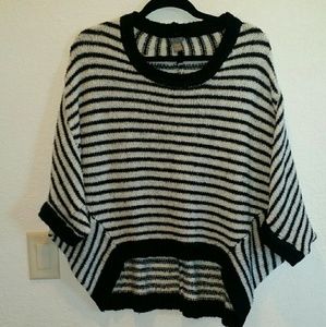 Black and White Striped Poncho