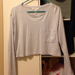 Light baby blue crop long sleeve shirt