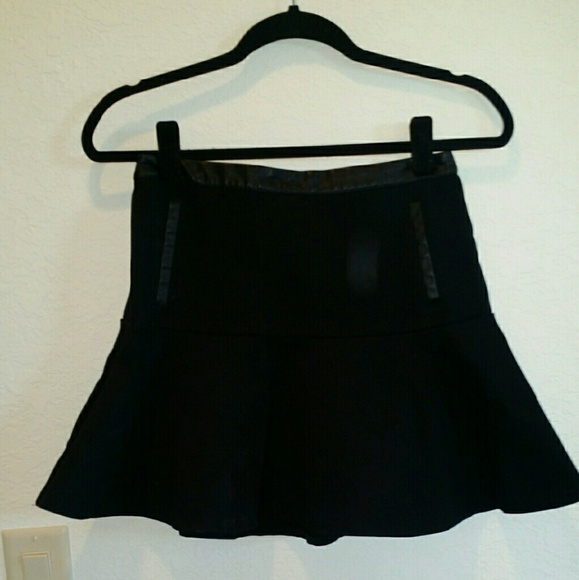 All Black Everything Pleather Lined Skater Skirt - Picture 1 of 3