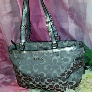 SOLD: Coach Gallery 3 Color Silver Sign East West