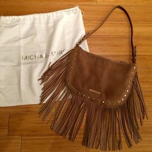 Authentic used, suede fringe bag like new