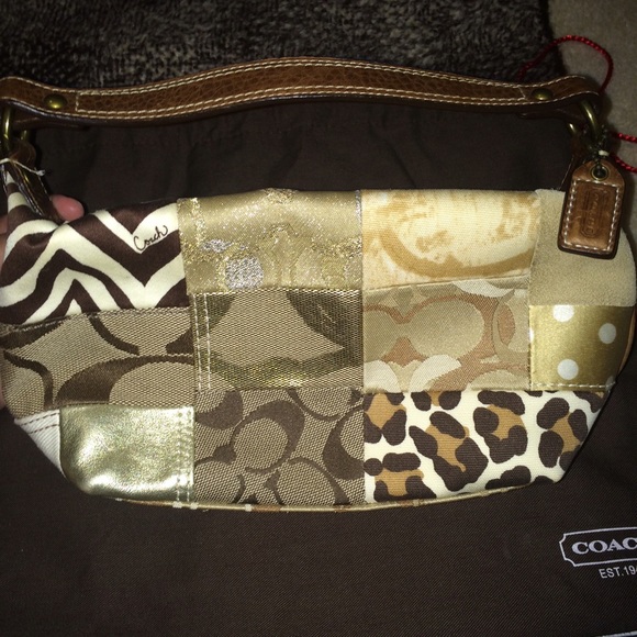 Coach Handbags - Coach Khaki Patchwork Small Hobo Bag