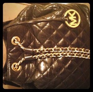 Leather Quilted Satchel with Drawstring