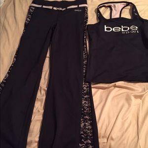 Very cute Bebe yoga pants with matching tanks