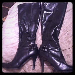 Black faux leather boots. HOT!!!