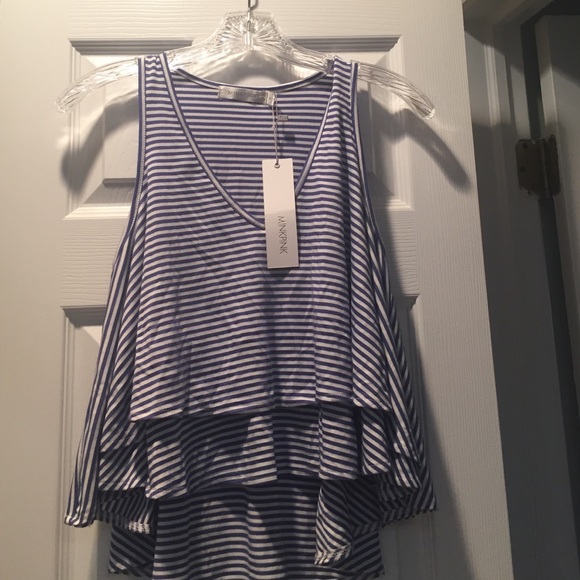 Mink Pink Blue White Layered Tank Top. Small. New