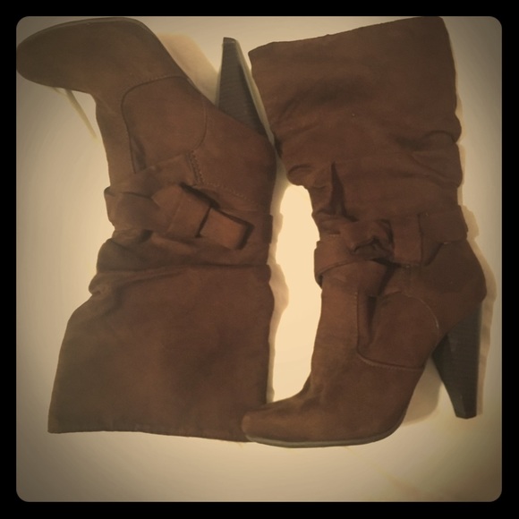 Brown suede boots