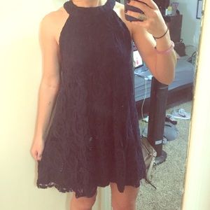 Blue lace shift dress