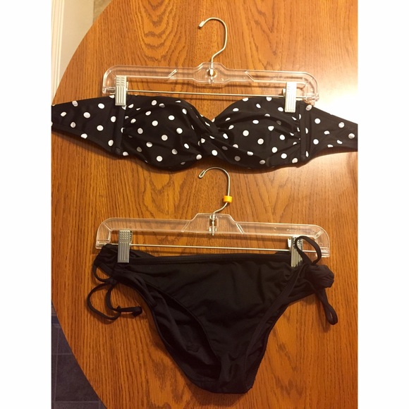 Black polka dot bikini 2 piece.