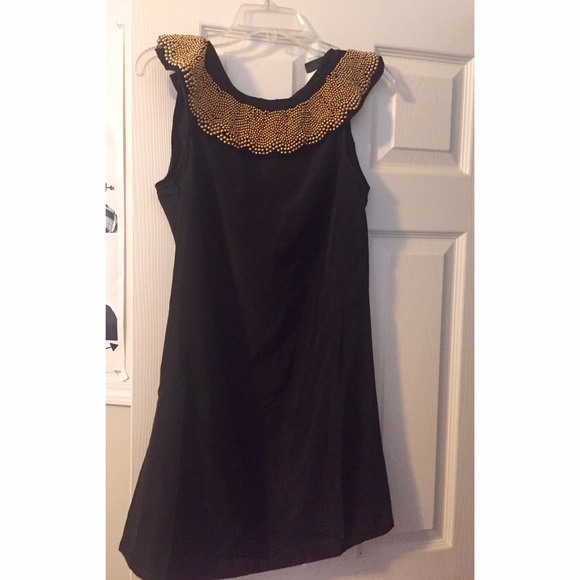Black dress with gold decal