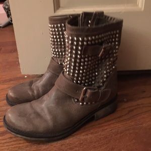 Studded leather biker boots