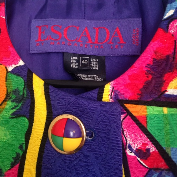 Unique Women's Escada Blazer Colorblocked with Funky Buttons