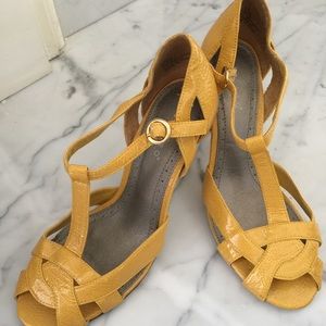 Canary yellow T-strap Heels