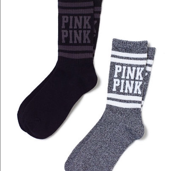 PINK Victoria's Secret Accessories - PINK black/gray crew socks