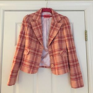 Juicy Couture Pink Plaid Blazer Petite
