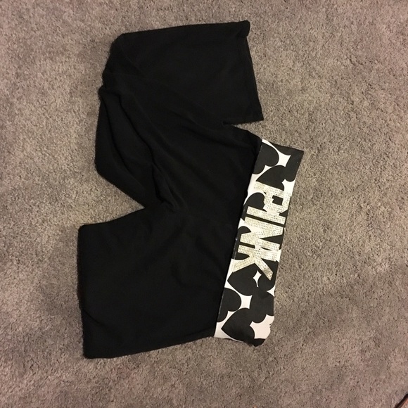 Pink bling fold over yoga capris