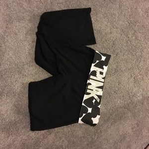 Pink bling fold over yoga capris