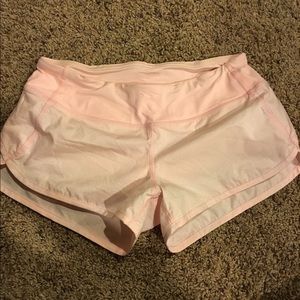 Lululemon pink/metallic speed shorts