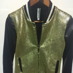 Black and gold bomber jacket