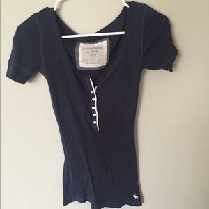 Navy blue Abercrombie  and Fitch button front tee