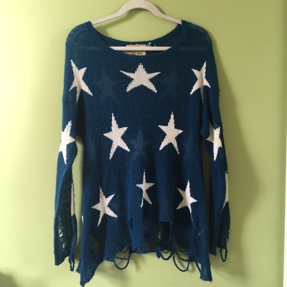 WILDFOX Seeing Stars Distressed Sweater