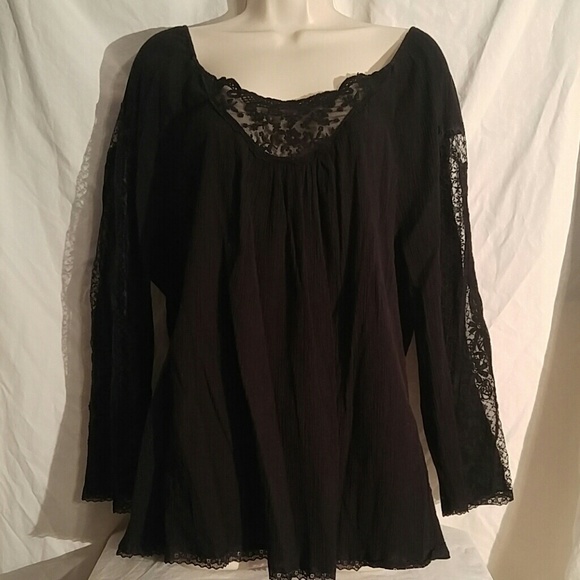 Venezia long sleeve black blouse plus size 22/24