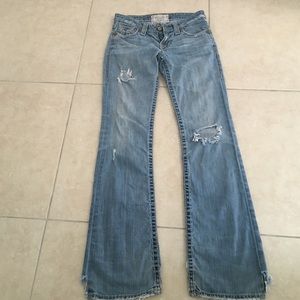 Big Star " Liv" distressed boot cut jeans 27 waist