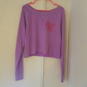 Victoria secret large purple crop sweat shirt