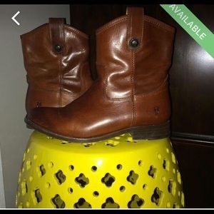 Cognac color Melissa Frye boots.