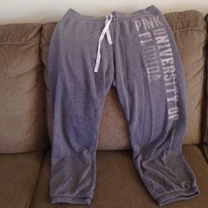 Pink Victoria Secret's crop pants.
